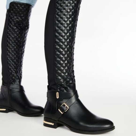 SHOEDAZZLE FAUX LEATHER/NEOPRENE PANEL OVER THE KNEE QUILTED BOOT 18.25" SHAFT - Picture 9 of 10